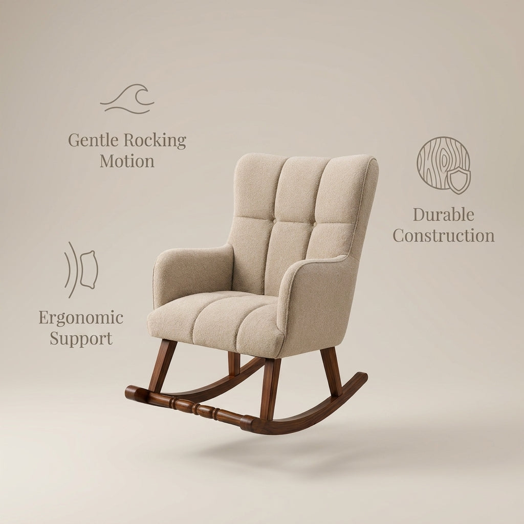 Luxury Handcrafted Wooden Rocking Chair – Premium Upholstered Relaxing Armchair enhanced 1