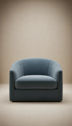 Slate blue velvet lounge chair