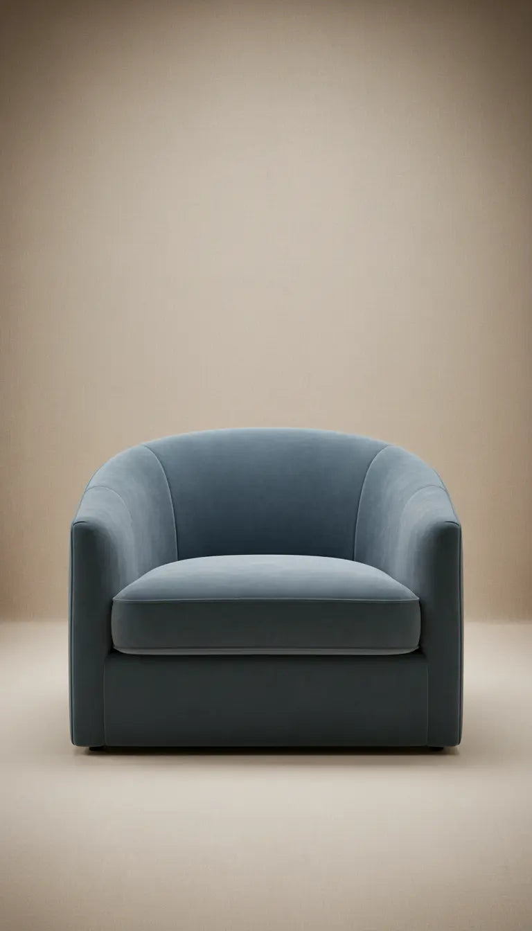 Slate blue velvet lounge chair