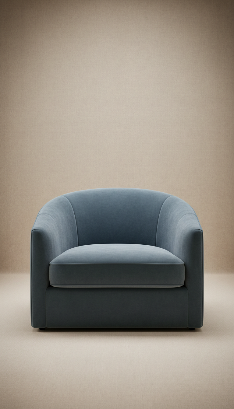 Slate blue velvet lounge chair