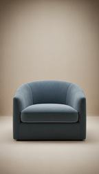 Slate blue velvet lounge chair