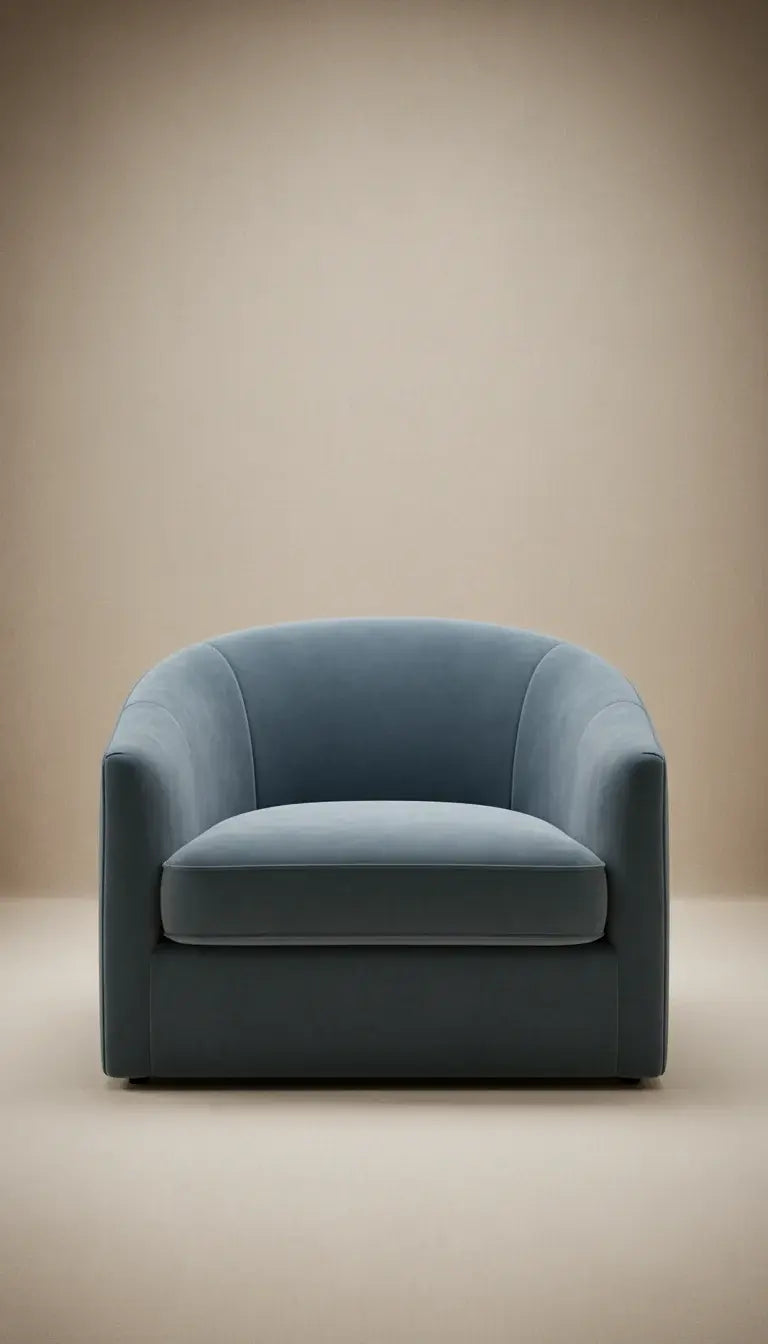 Slate blue velvet lounge chair