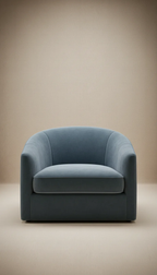 Slate blue velvet lounge chair
