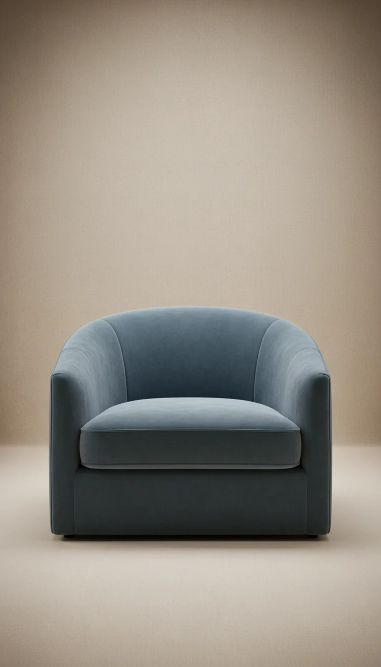 Slate blue velvet lounge chair