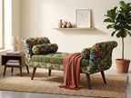 Luxury Tufted Floral Chaise Bench