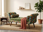 Luxury Tufted Floral Chaise Bench
