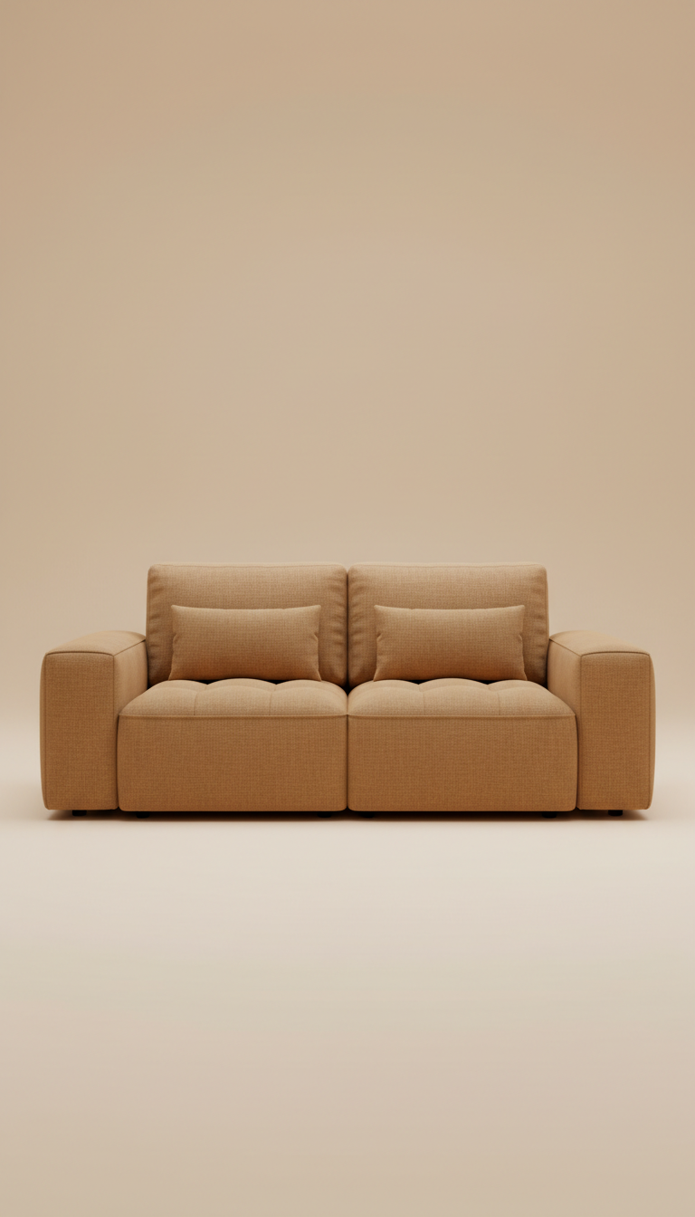 Handcrafted Modern 2-Seater Sofa – Solid Kikar Wood & MoltyFoam