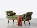 Luxury Tufted Floral Chaise Bench
