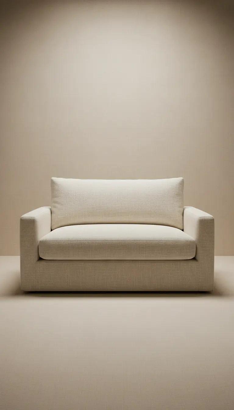 Handcrafted Minimalist 2-Seater Sofa – Upholstered Loveseat with Cushioned Seating