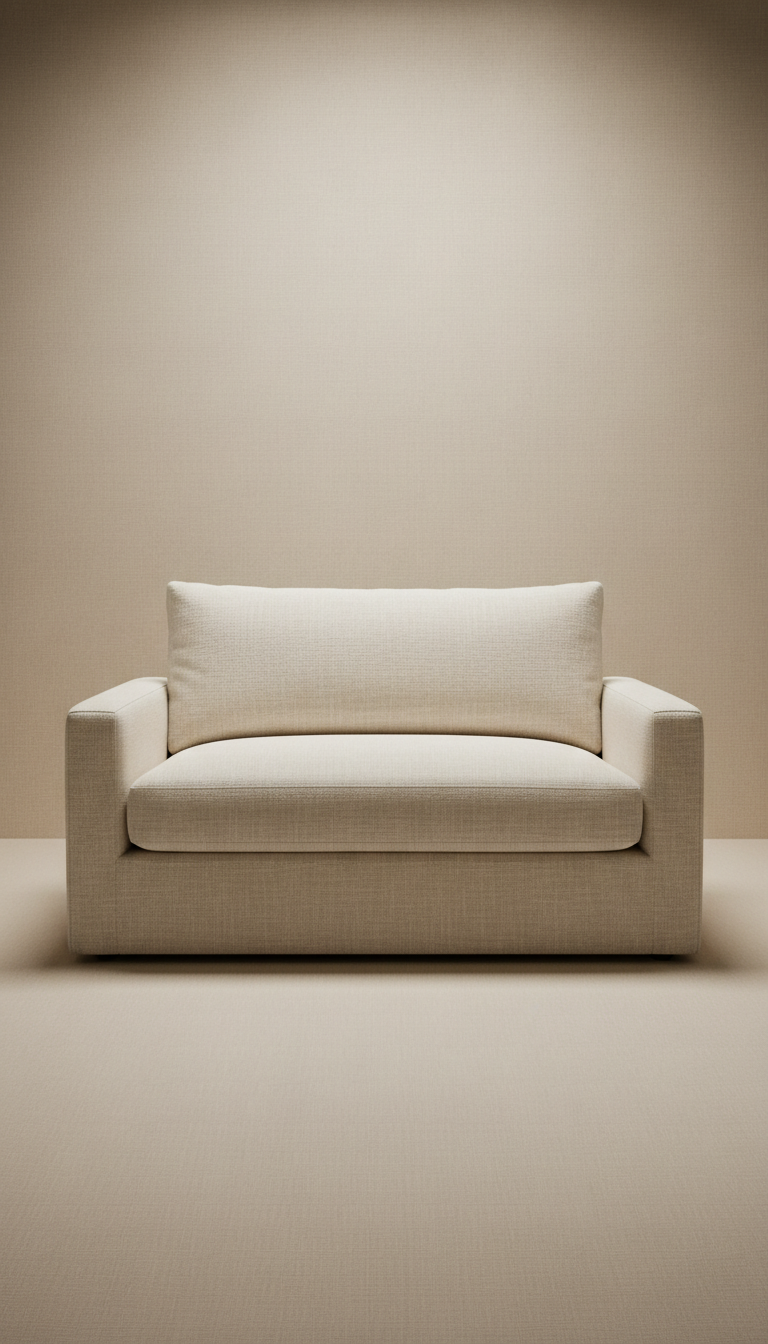 Handcrafted Minimalist 2-Seater Sofa – Upholstered Loveseat with Cushioned Seating