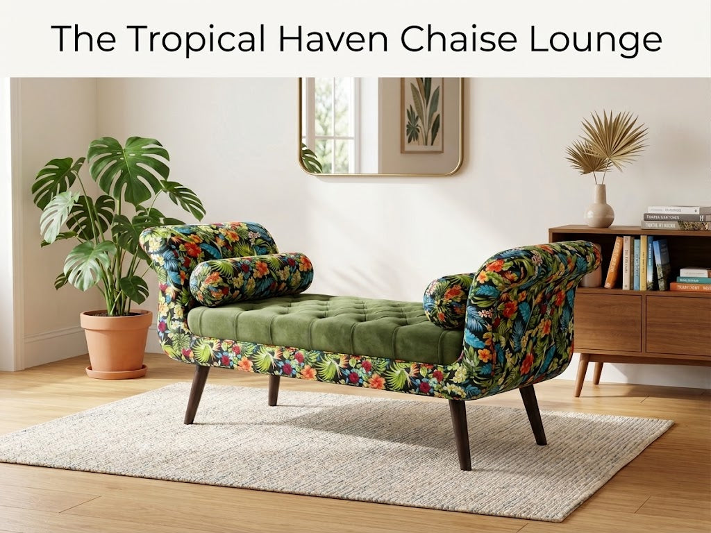 Luxury Tufted Floral Chaise Bench