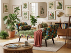 Luxury Tufted Floral Chaise Bench