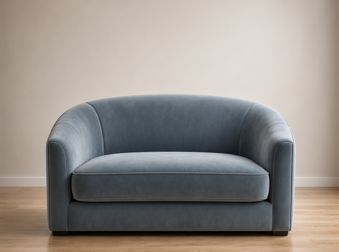 Slate blue velvet lounge chair