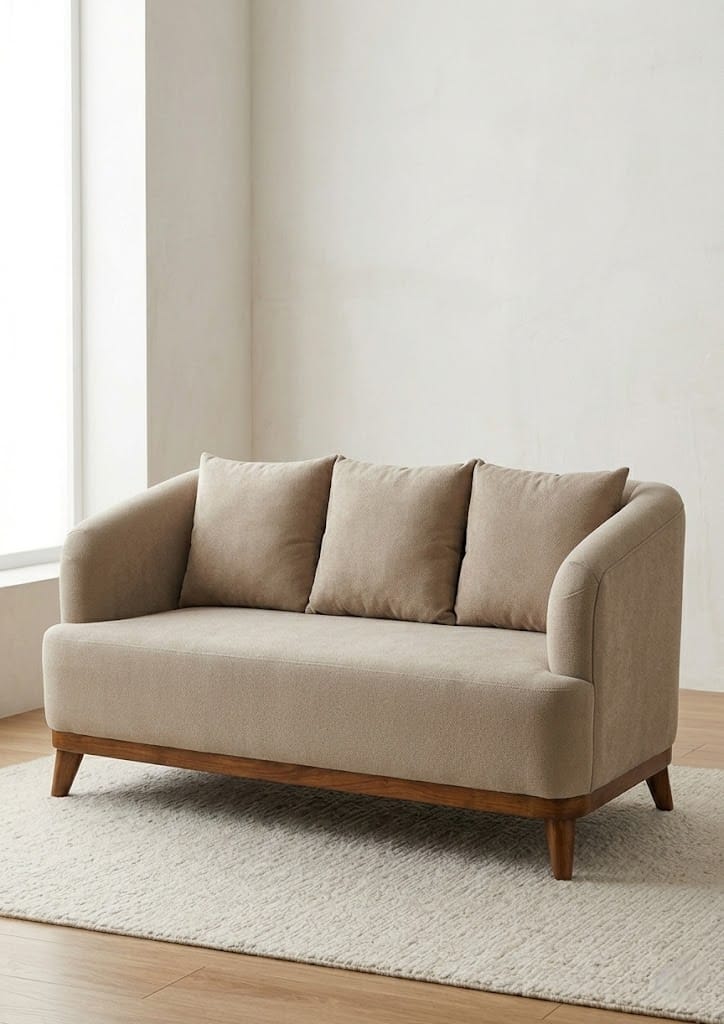 Modern Bouclé Upholstered 5-Seater Sofa – Solid Kikar Wood & Molty Foam