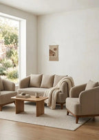 Modern Bouclé Upholstered 5-Seater Sofa – Solid Kikar Wood & Molty Foam
