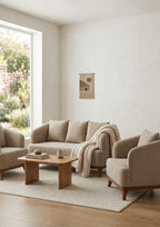 Modern Bouclé Upholstered 5-Seater Sofa – Solid Kikar Wood & Molty Foam
