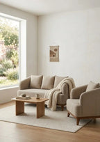 Modern Bouclé Upholstered 5-Seater Sofa – Solid Kikar Wood & Molty Foam