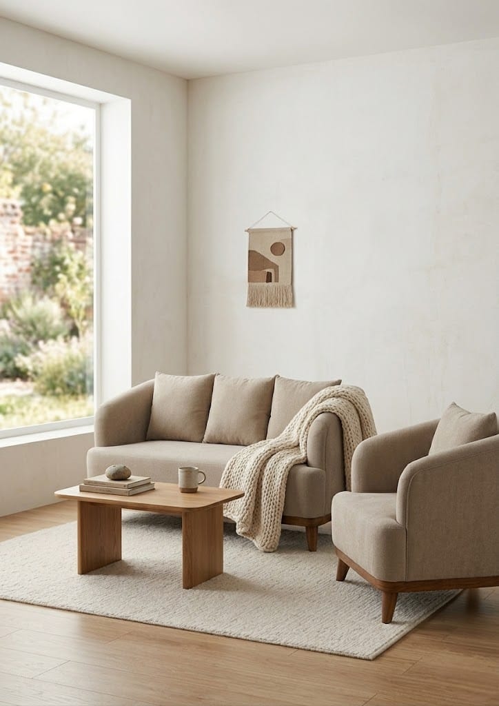 Modern Bouclé Upholstered 5-Seater Sofa – Solid Kikar Wood & Molty Foam