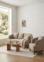 Modern Bouclé Upholstered 5-Seater Sofa – Solid Kikar Wood & Molty Foam