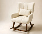 Handcrafted Upholstered Rocking Chair – Solid Kikar Wood &amp; Comfortable Foam