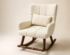 Handcrafted Upholstered Rocking Chair – Solid Kikar Wood &amp; Comfortable Foam