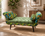 Luxury Tufted Floral Chaise Bench