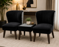 Modern black upholstered lounge chair set with matching table made with solid Kikar wood