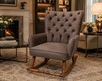Luxury Tufted Upholstered Rocking Chair with Solid Wood Rocking Base