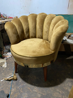 Handcrafted Luxury Scalloped Velvet Accent Chair Made with Solid Kikar (Acacia) Wood