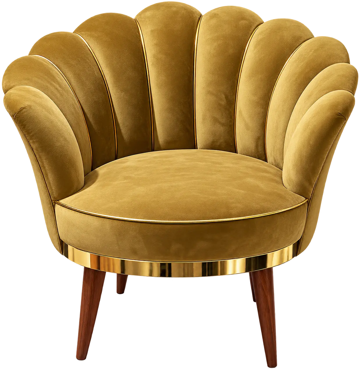 Handcrafted Luxury Scalloped Velvet Accent Chair Made with Solid Kikar (Acacia) Wood