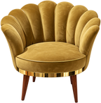 Handcrafted Luxury Scalloped Velvet Accent Chair Made with Solid Kikar (Acacia) Wood