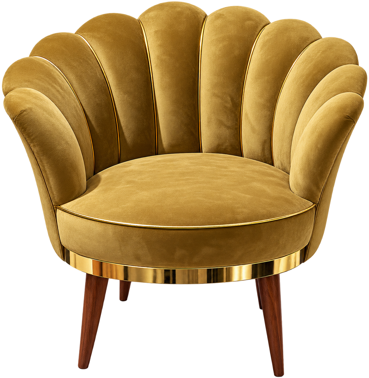 Handcrafted Luxury Scalloped Velvet Accent Chair Made with Solid Kikar (Acacia) Wood