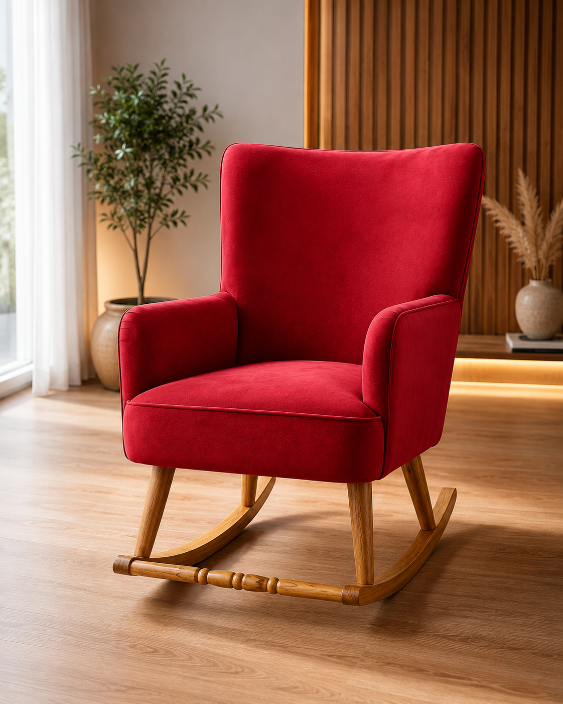 Handcrafted Kikar Wood Rocking Chair – MoltyFoam &amp; Custom Upholstery