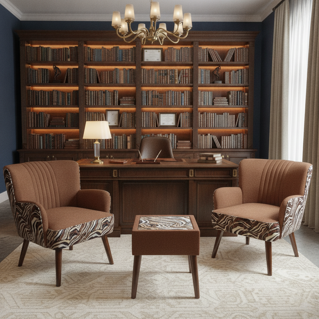 Modern Brown Coffee Chair Set – Solid Kikar Hardwood | MoltyFoam