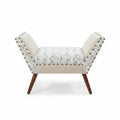 Ivory Tufted Lounge Accent Chair – Nailhead Trim