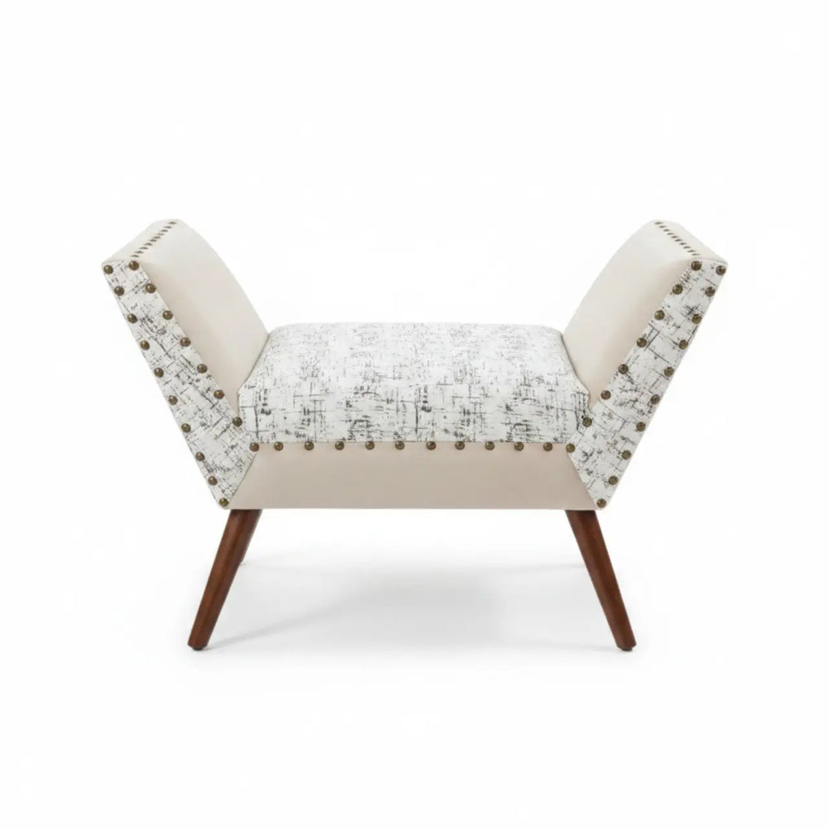 Ivory Tufted Lounge Accent Chair – Nailhead Trim