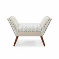 Ivory Tufted Lounge Accent Chair – Nailhead Trim