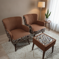 Modern Brown Coffee Chair Set – Solid Kikar Hardwood | MoltyFoam