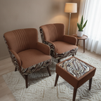 Modern Brown Coffee Chair Set – Solid Kikar Hardwood | MoltyFoam